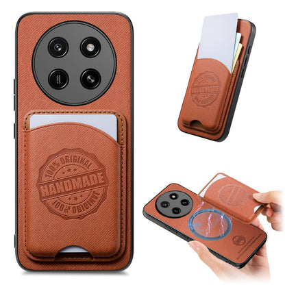 For Honor X80 Pro Max 5G Twill Fabric Leather-Skin Magnetic Card Bag Phone Case(Brown)