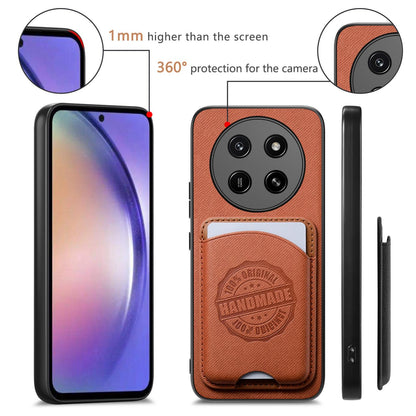 For Honor X80 Pro Max 5G Twill Fabric Leather-Skin Magnetic Card Bag Phone Case(Brown)
