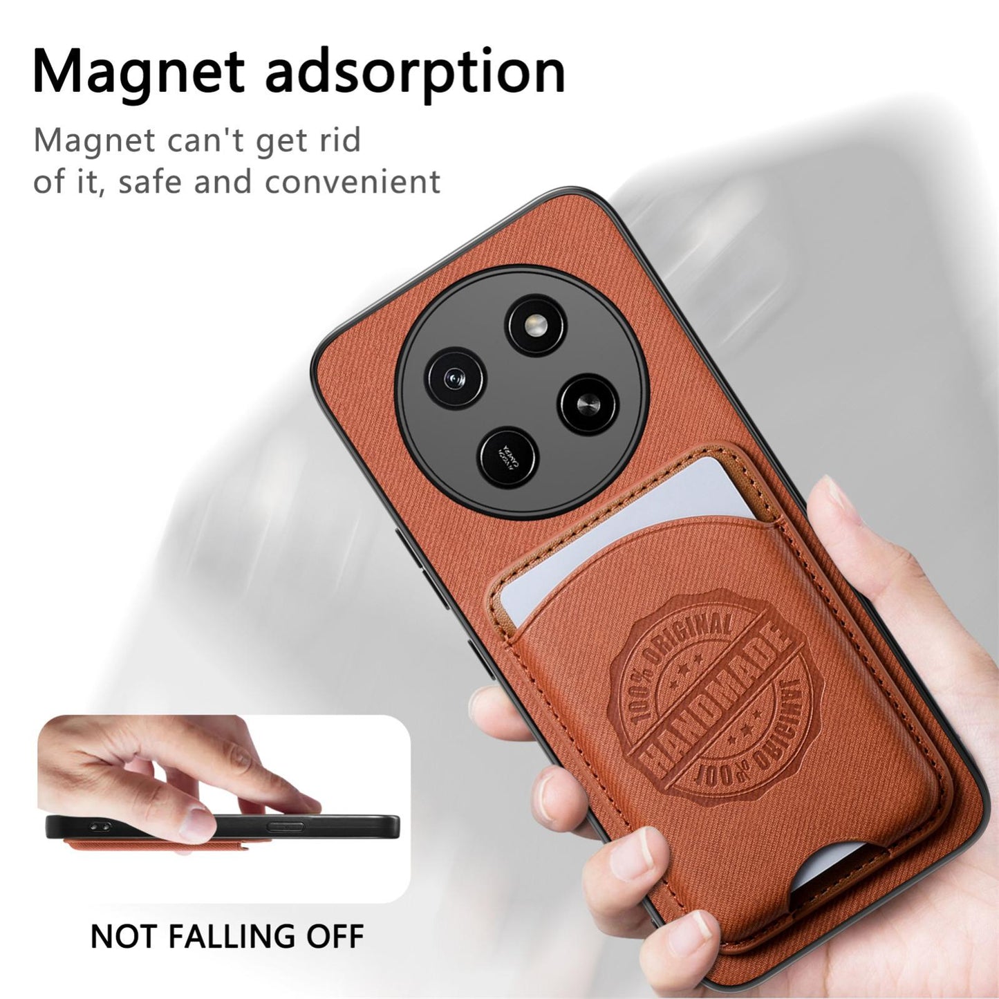 For Honor X80 Pro Max 5G Twill Fabric Leather-Skin Magnetic Card Bag Phone Case(Brown)