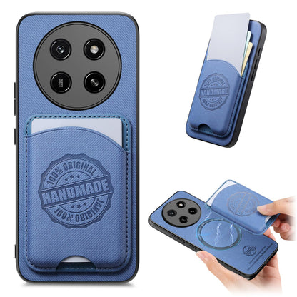 For Honor X80 Pro Max 5G Twill Fabric Leather-Skin Magnetic Card Bag Phone Case(Blue)