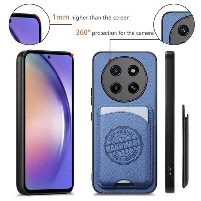 For Honor X80 Pro Max 5G Twill Fabric Leather-Skin Magnetic Card Bag Phone Case(Blue)