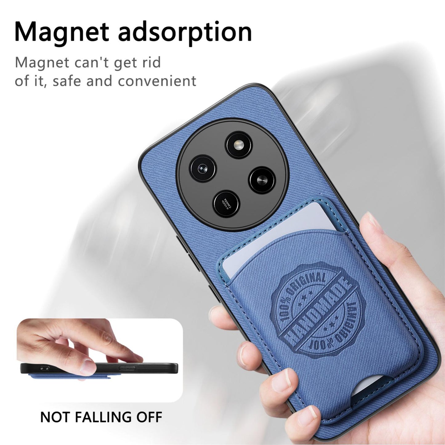 For Honor X80 Pro Max 5G Twill Fabric Leather-Skin Magnetic Card Bag Phone Case(Blue)