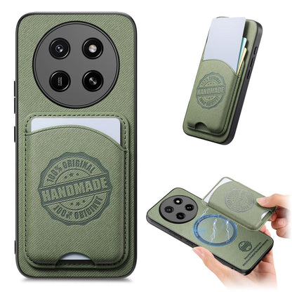 For Honor X80 Pro Max 5G Twill Fabric Leather-Skin Magnetic Card Bag Phone Case(Green)