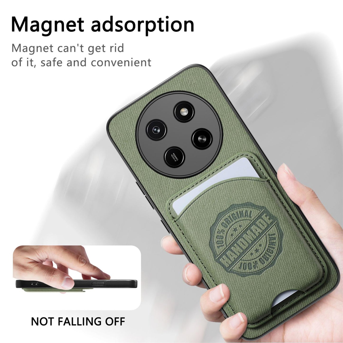 For Honor X80 Pro Max 5G Twill Fabric Leather-Skin Magnetic Card Bag Phone Case(Green)