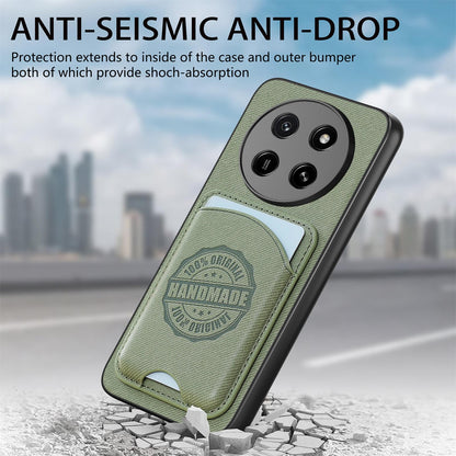 For Honor X80 Pro Max 5G Twill Fabric Leather-Skin Magnetic Card Bag Phone Case(Green)