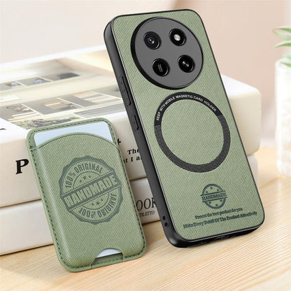 For Honor X80 Pro Max 5G Twill Fabric Leather-Skin Magnetic Card Bag Phone Case(Green)