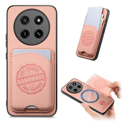 For Honor X80 Pro Max 5G Twill Fabric Leather-Skin Magnetic Card Bag Phone Case(Pink)