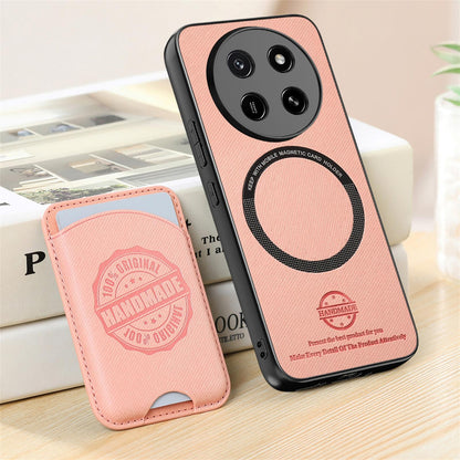 For Honor X80 Pro Max 5G Twill Fabric Leather-Skin Magnetic Card Bag Phone Case(Pink)