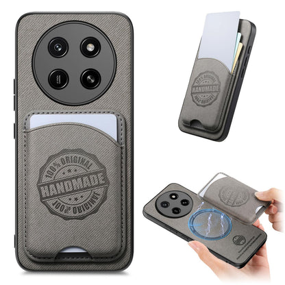 For Honor X80 Pro Max 5G Twill Fabric Leather-Skin Magnetic Card Bag Phone Case(Gray)