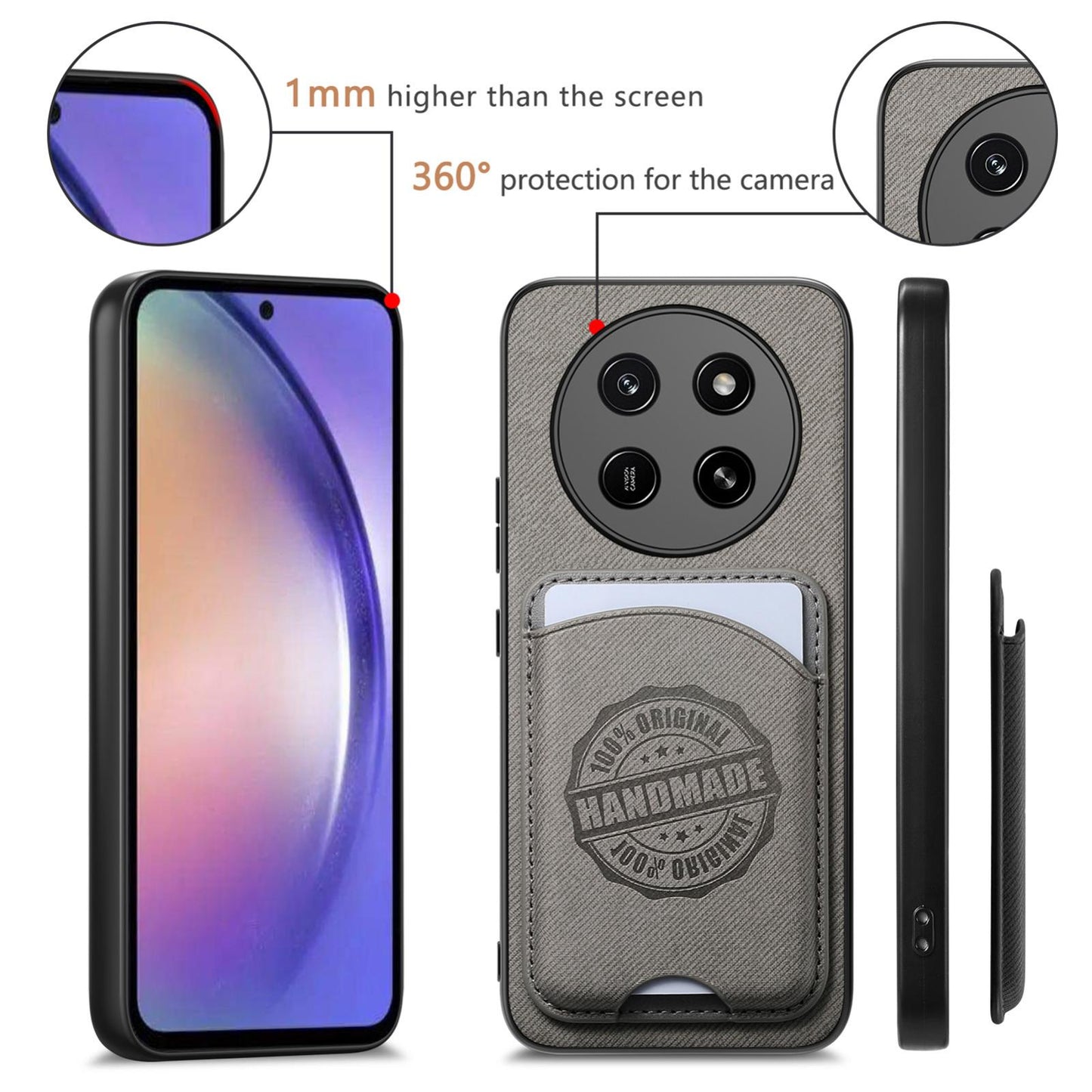 For Honor X80 Pro Max 5G Twill Fabric Leather-Skin Magnetic Card Bag Phone Case(Gray)