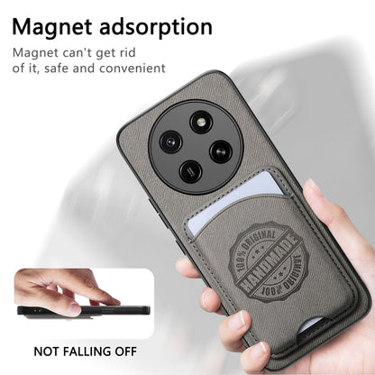 For Honor X80 Pro Max 5G Twill Fabric Leather-Skin Magnetic Card Bag Phone Case(Gray)
