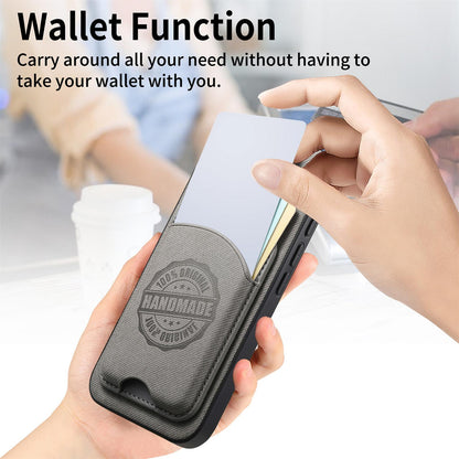 For Honor X80 Pro Max 5G Twill Fabric Leather-Skin Magnetic Card Bag Phone Case(Gray)