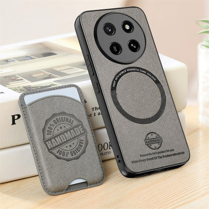 For Honor X80 Pro Max 5G Twill Fabric Leather-Skin Magnetic Card Bag Phone Case(Gray)