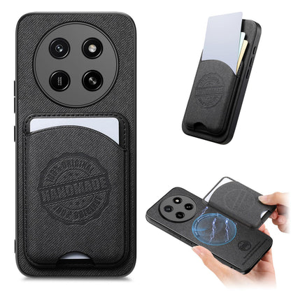 For Honor X80 Pro Max 5G Twill Fabric Leather-Skin Magnetic Card Bag Phone Case(Black)
