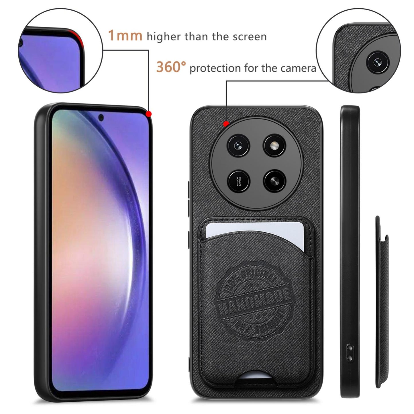 For Honor X80 Pro Max 5G Twill Fabric Leather-Skin Magnetic Card Bag Phone Case(Black)