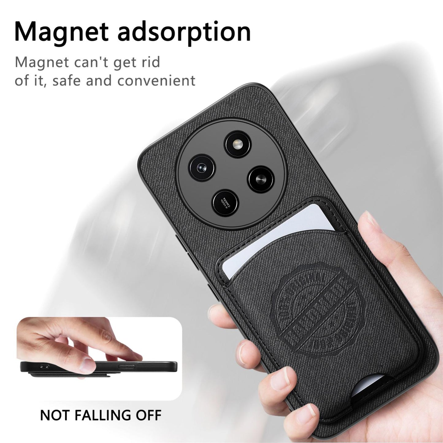 For Honor X80 Pro Max 5G Twill Fabric Leather-Skin Magnetic Card Bag Phone Case(Black)