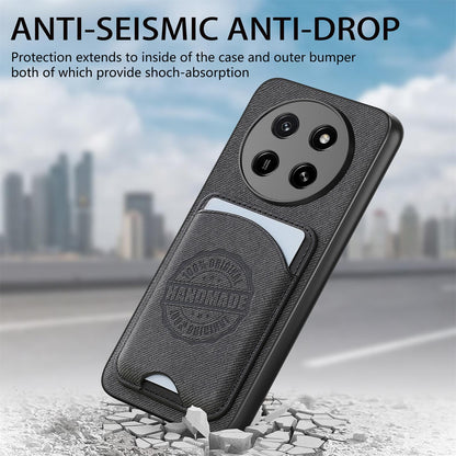 For Honor X80 Pro Max 5G Twill Fabric Leather-Skin Magnetic Card Bag Phone Case(Black)