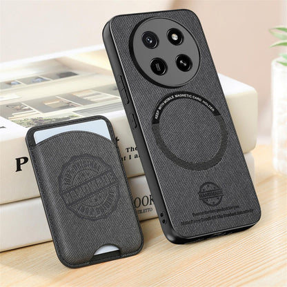 For Honor X80 Pro Max 5G Twill Fabric Leather-Skin Magnetic Card Bag Phone Case(Black)