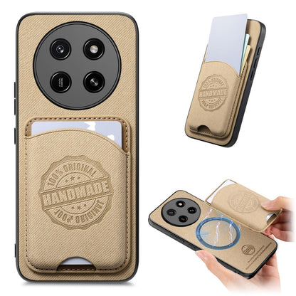 For Honor X80 Pro Max 5G Twill Fabric Leather-Skin Magnetic Card Bag Phone Case(Khaki)