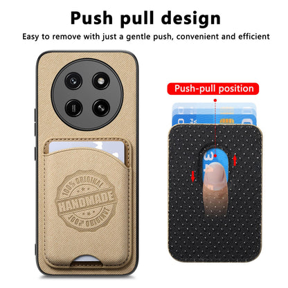 For Honor X80 Pro Max 5G Twill Fabric Leather-Skin Magnetic Card Bag Phone Case(Khaki)
