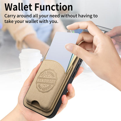 For Honor X80 Pro Max 5G Twill Fabric Leather-Skin Magnetic Card Bag Phone Case(Khaki)