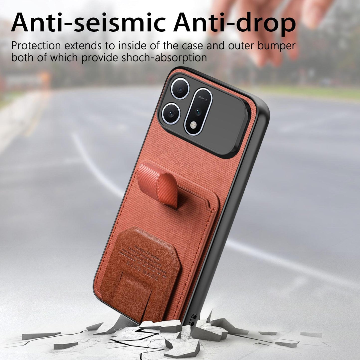 For Honor Win Turbo 5G Twill Fabric Card Bag Fold Holder Phone Case(Brown)