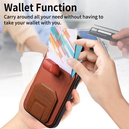 For Honor Win Turbo 5G Twill Fabric Card Bag Fold Holder Phone Case(Brown)
