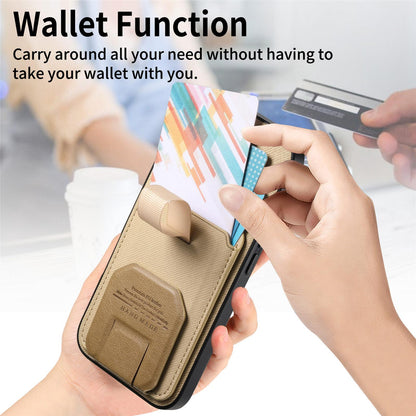 For Honor Win Turbo 5G Twill Fabric Card Bag Fold Holder Phone Case(Khaki)