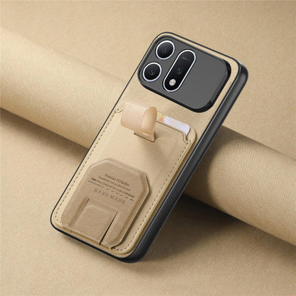 For Honor Win Turbo 5G Twill Fabric Card Bag Fold Holder Phone Case(Khaki)