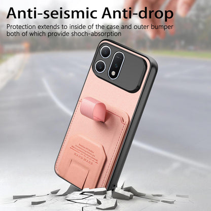 For Honor Win Turbo 5G Twill Fabric Card Bag Fold Holder Phone Case(Pink)