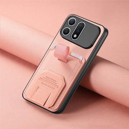 For Honor Win Turbo 5G Twill Fabric Card Bag Fold Holder Phone Case(Pink)