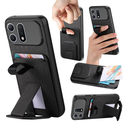 For Honor Win Turbo 5G Twill Fabric Card Bag Fold Holder Phone Case(Black)