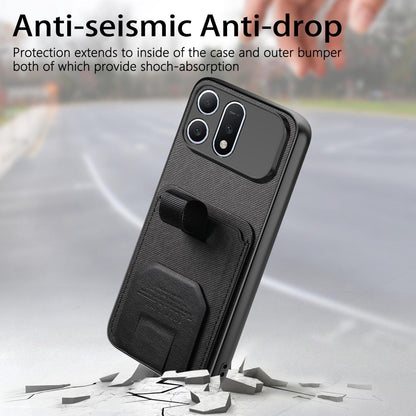 For Honor Win Turbo 5G Twill Fabric Card Bag Fold Holder Phone Case(Black)