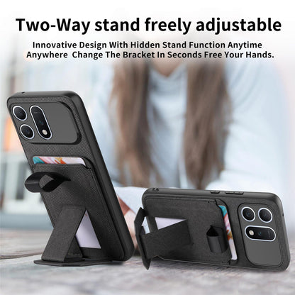 For Honor Win Turbo 5G Twill Fabric Card Bag Fold Holder Phone Case(Black)