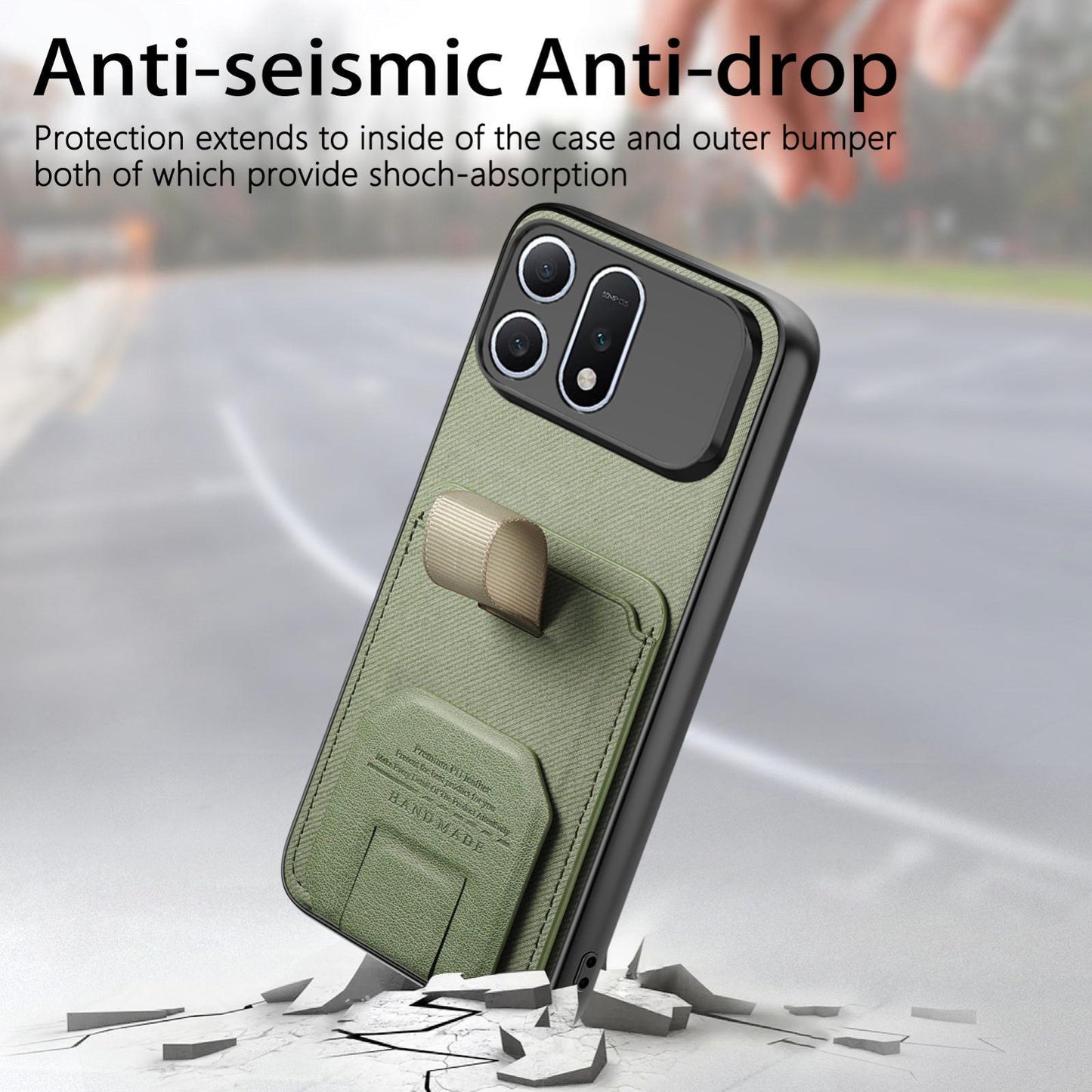 For Honor Win Turbo 5G Twill Fabric Card Bag Fold Holder Phone Case(Green)