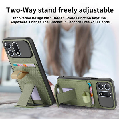 For Honor Win Turbo 5G Twill Fabric Card Bag Fold Holder Phone Case(Green)