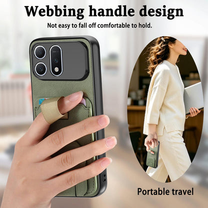 For Honor Win Turbo 5G Twill Fabric Card Bag Fold Holder Phone Case(Green)
