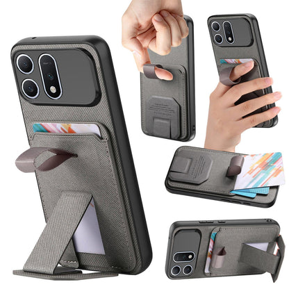 For Honor Win Turbo 5G Twill Fabric Card Bag Fold Holder Phone Case(Gray)