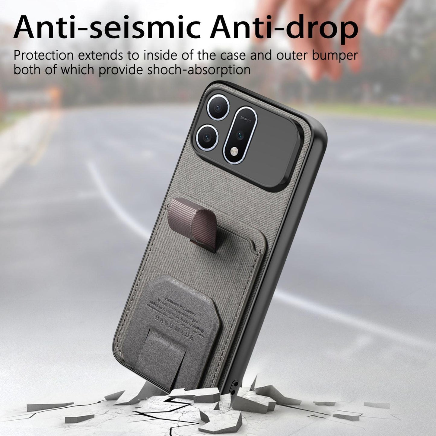 For Honor Win Turbo 5G Twill Fabric Card Bag Fold Holder Phone Case(Gray)