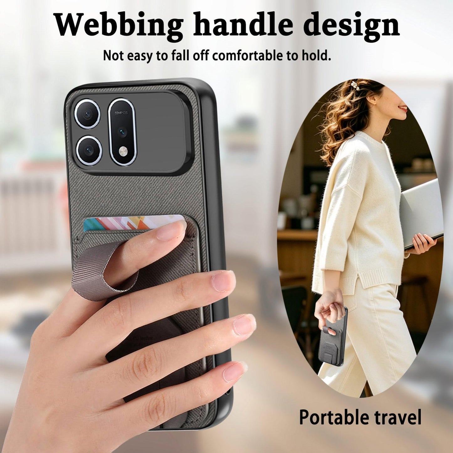 For Honor Win Turbo 5G Twill Fabric Card Bag Fold Holder Phone Case(Gray)