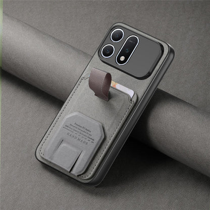 For Honor Win Turbo 5G Twill Fabric Card Bag Fold Holder Phone Case(Gray)