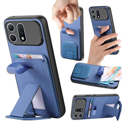 For Honor Win Turbo 5G Twill Fabric Card Bag Fold Holder Phone Case(Blue)