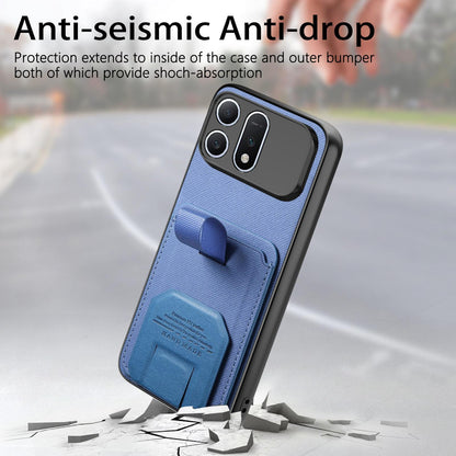 For Honor Win Turbo 5G Twill Fabric Card Bag Fold Holder Phone Case(Blue)