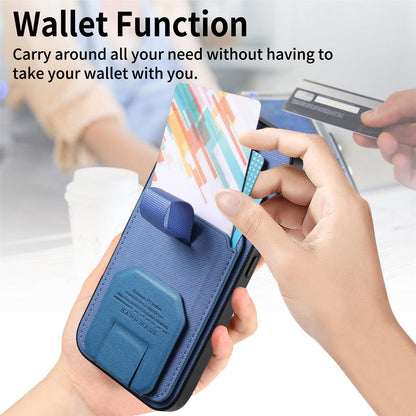 For Honor Win Turbo 5G Twill Fabric Card Bag Fold Holder Phone Case(Blue)