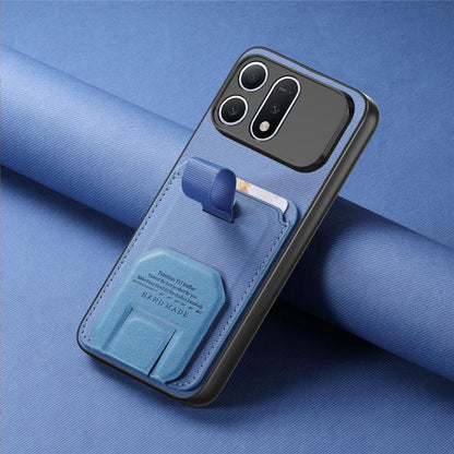 For Honor Win Turbo 5G Twill Fabric Card Bag Fold Holder Phone Case(Blue)