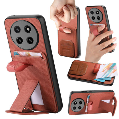 For Honor X80 Pro Max 5G Twill Fabric Card Bag Fold Holder Phone Case(Brown)