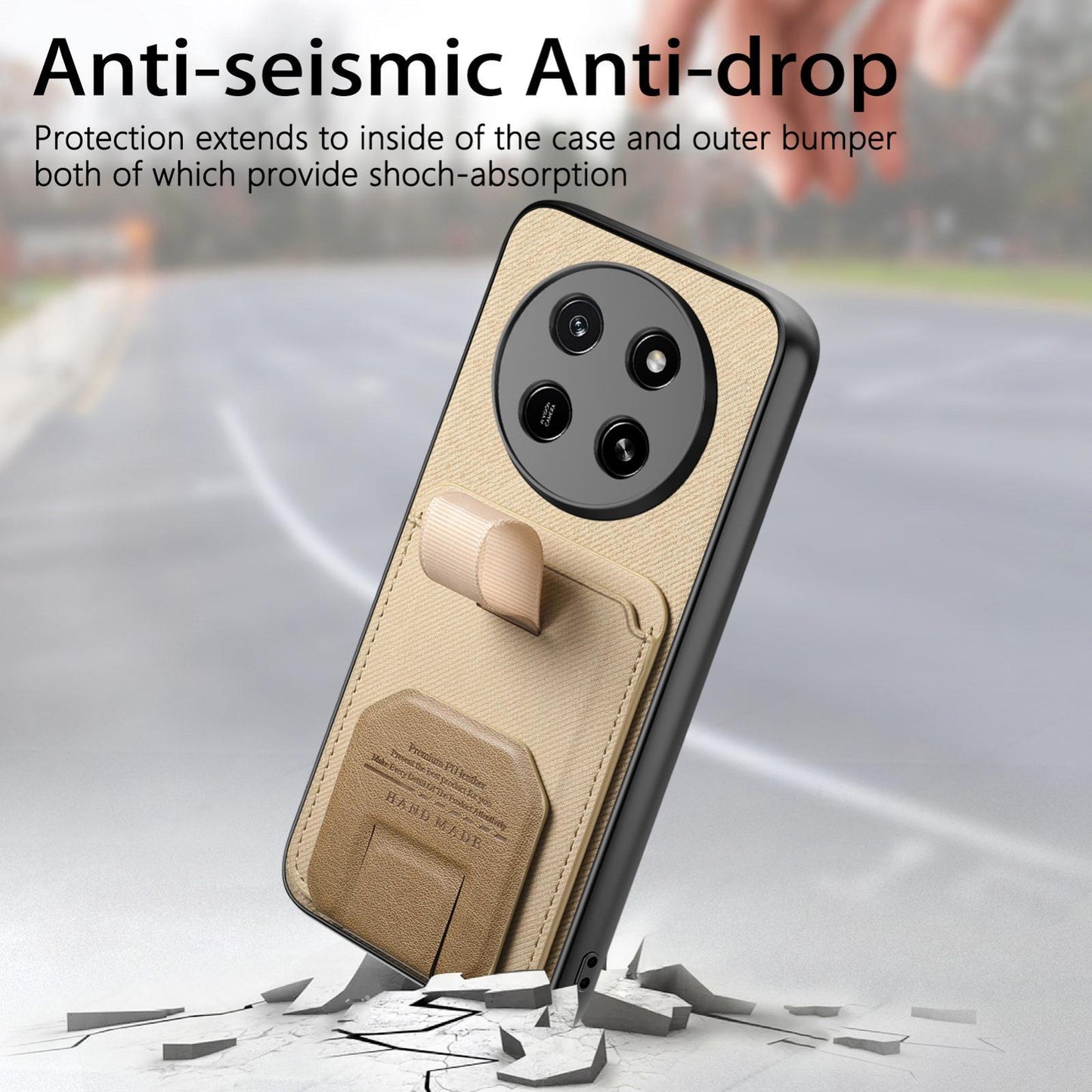 For Honor X80 Pro Max 5G Twill Fabric Card Bag Fold Holder Phone Case(Khaki)