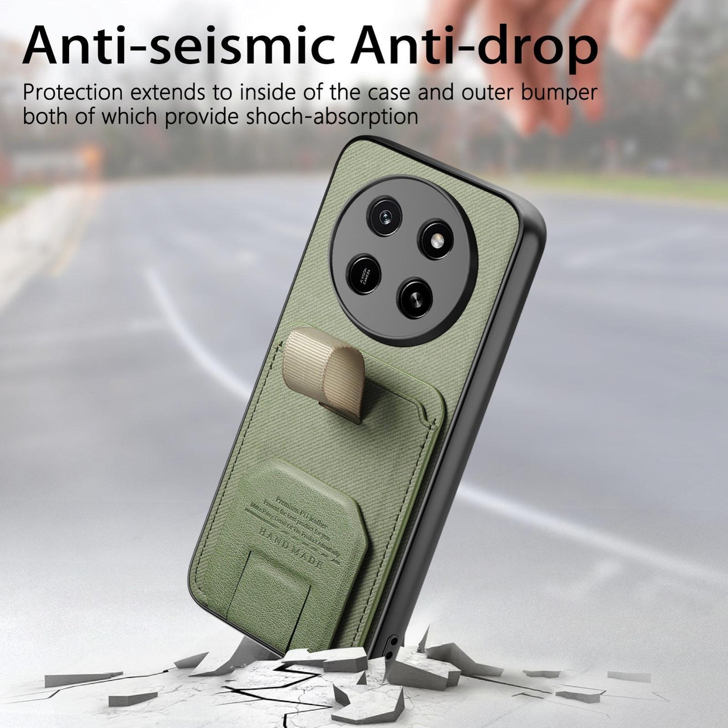 For Honor X80 Pro Max 5G Twill Fabric Card Bag Fold Holder Phone Case(Green)