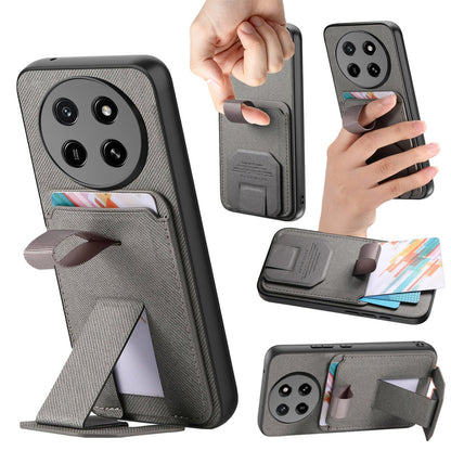 For Honor X80 Pro Max 5G Twill Fabric Card Bag Fold Holder Phone Case(Gray)