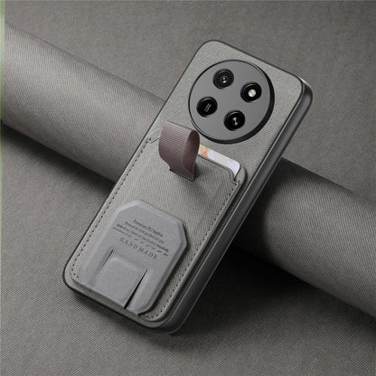 For Honor X80 Pro Max 5G Twill Fabric Card Bag Fold Holder Phone Case(Gray)